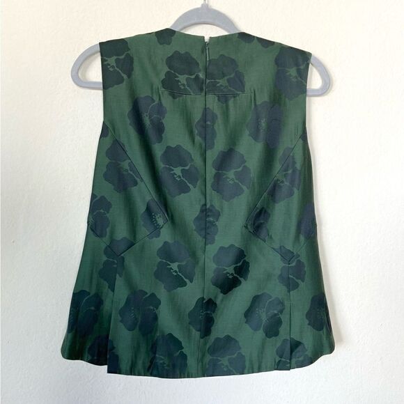 Tory Burch Silk Green Top Blouse Сrystallized Size 2 - Picture 7 of 11